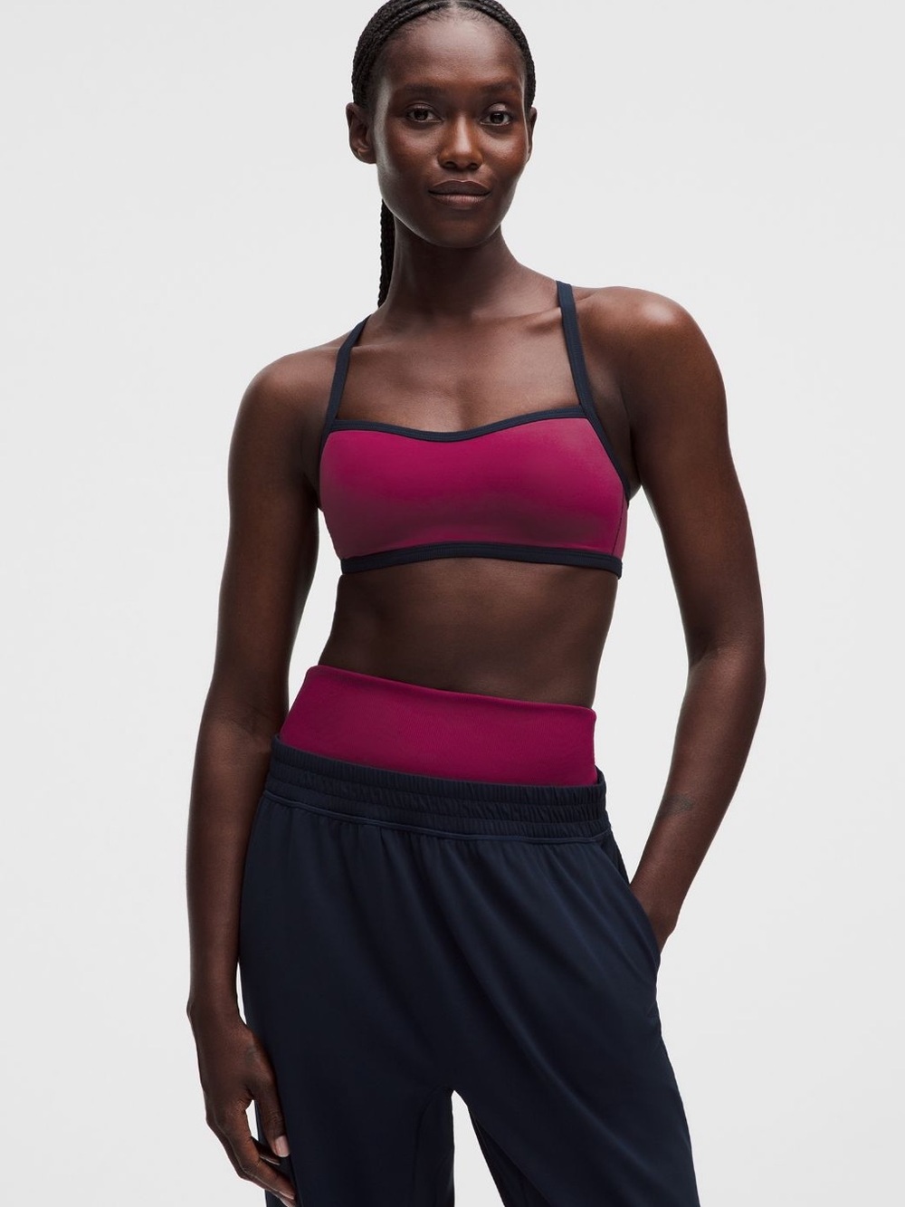 lululemon athletica Magenta and Black Strappy Sports Bra